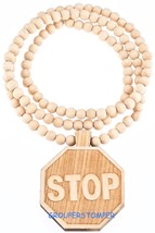 STOP Sign New 36 Inch Long All Natural Wood Pendant with 36 Inch Necklace - £11.21 GBP