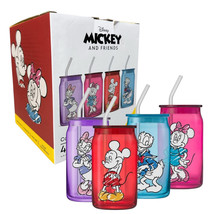 Joy Jolt Disney Mickey Mouse &amp; Friends Color Sketch Tumbler Glasses with... - $45.00