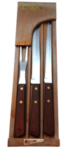 Vintage Washington Forge Forgecraft 3pc Wood Handle Carving Set Knife &amp; ... - $19.75