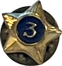 Vintage Small Lapel Pin - Small gold star with blue, &quot;3&quot; - £11.95 GBP