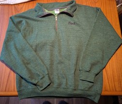 Fedex Ground Green 1/4 Zip Pullover Gildan Cotton Blend Large - £19.78 GBP