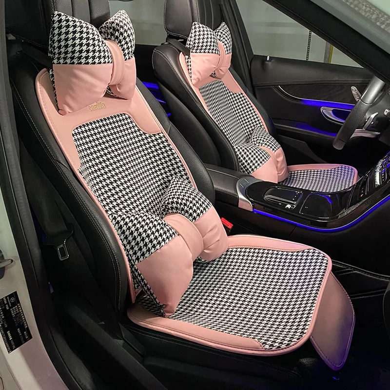 2023 New Four Seasons Universal Cotton Flax Fashion Lattice Protective Car Seat - £19.24 GBP+