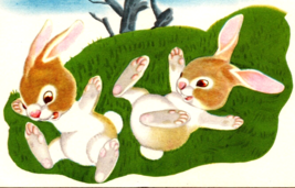 Easter Postcard My Little Golden Post Card Lively Little Rabbit 1943 Schuster - £36.23 GBP