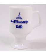 VINTAGE Walt Disney World DAD Coffee Mug White Milk Glass Pedestal Base ... - £7.10 GBP