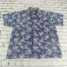 Cremieux Shirt Mens XL Blue Floral Hawaiian Button Up Cotton Camp Tropic... - £14.33 GBP