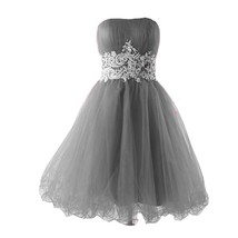 Kivary Women&#39;s Short Tulle A Line Strapless White Lace Prom Homecoming Graduatio - £94.95 GBP