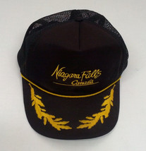 Vintage black mesh snapback Niagara Falls Canada gold leaves corded fron... - $363.96 MXN