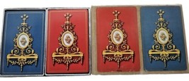 Vintage Congress Playing Cards Cel U Tone Jeweled Filigree Pattern In Blue &amp; Red - £8.02 GBP