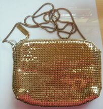 Vintage Whiting and Davis International Gold Mesh Bag Long Chain Handle - $67.32