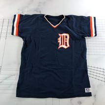 Vintage Detroit Tigers Baseball Jersey Mens XL Navy Blue Orange Old English - £54.43 GBP
