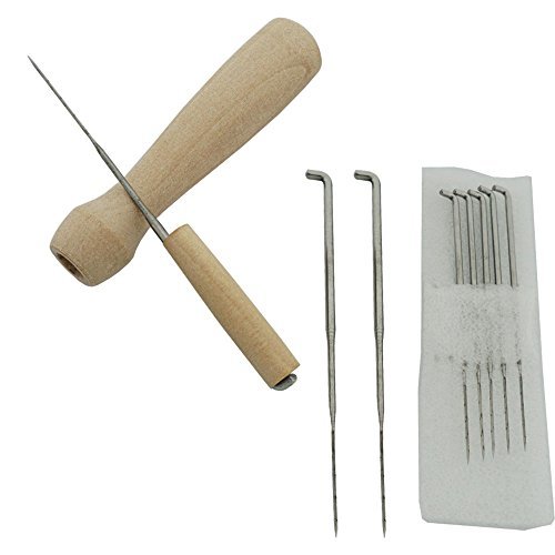 Bluemoona 5 Sets - 90mm 3 9/16" Wool Felting Needles Tools Wooden Needles Craft