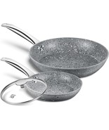8+11 Premium Nonstick granite stone Frying Pan Sets Gray Grey 8+11 - £29.68 GBP