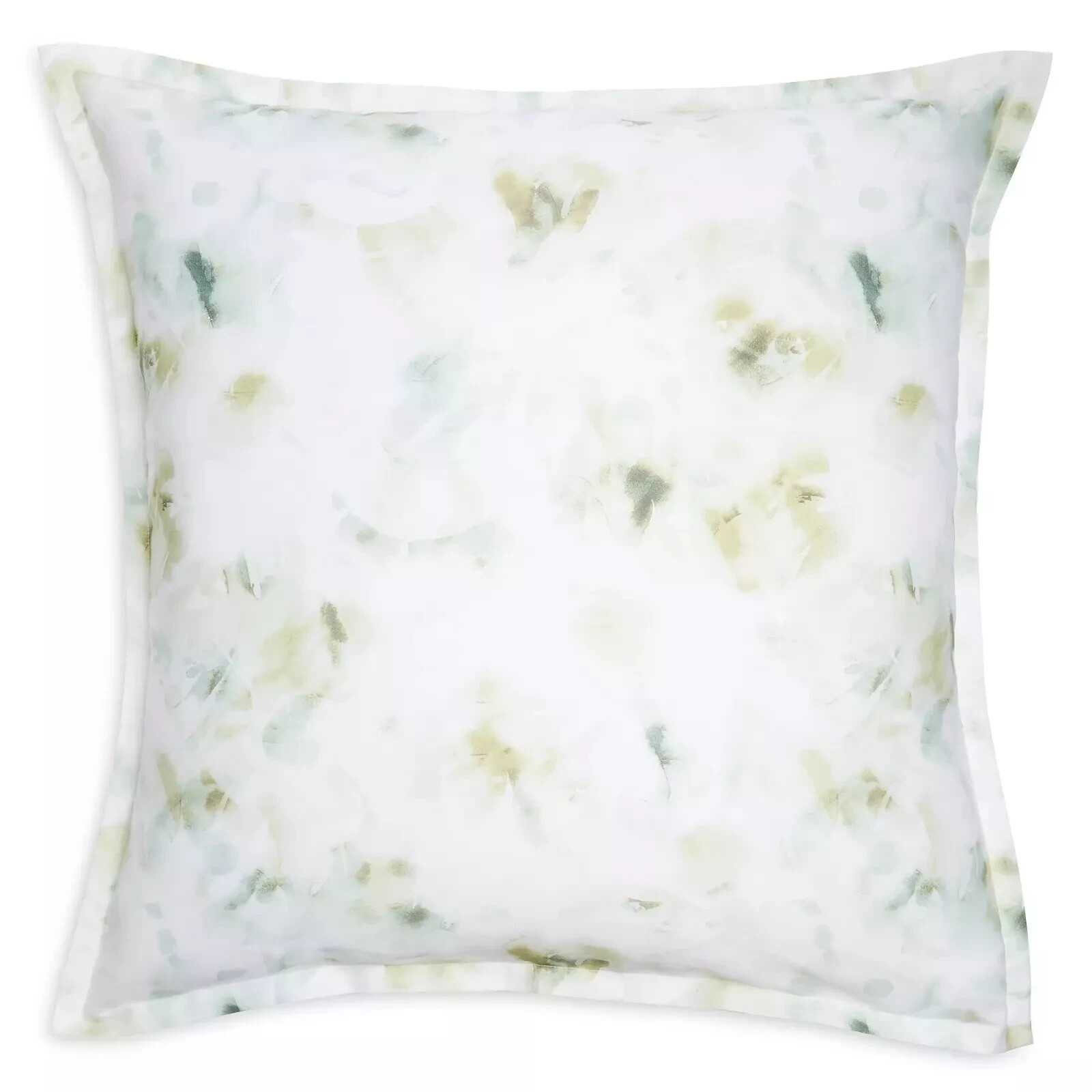 Sferra Acquerello Green Euro Shams (2) White Abstract Sateen Print Italy... - $80.00