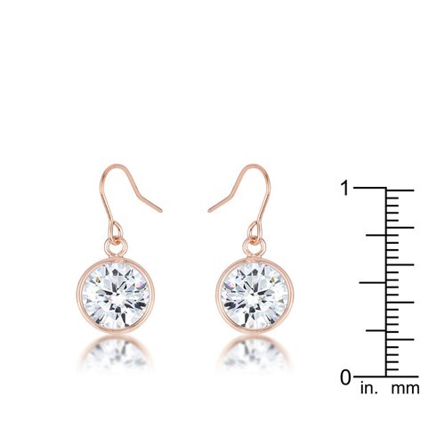 Precious Stars Rose Goldtone Bezel-Cut 9mm Round Cubic Zirconia Dangling Earring Item image 2