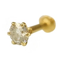0.23 Ct Authentic Diamond 18Kt Gold Nose Bone Screw Pin Piercing Lip Ring - £265.03 GBP