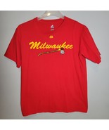 Milwaukee Brewers Mens Shirt Medium Axford Red Short Sleeve Majestic MLB - £11.71 GBP
