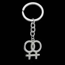 DOUBLE FEMALE SYMBOL KEYCHAIN Stainless Steel Metal Key Chain LGBT Lesbi... - $5.95