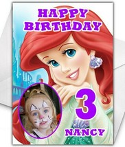 LITTLE MERMAID Photo Upload Birthday Card - Personalised Disney Birthday Card - £4.35 GBP