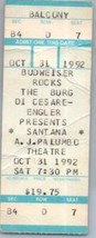 Vintage Santana Ticket Stub October 31 1992 Pittsburgh Pennsylvania - £19.41 GBP