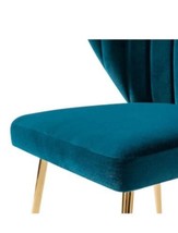 Velvet Dining Chairs Teal Modern Small Armless Accent Chair with Gold Metal - £85.65 GBP