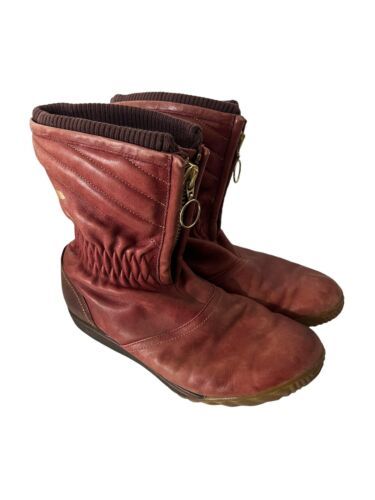 Primary image for SOREL Womens FIRENZY BREVE Winter Boots Red Quilted Leather Calf High Sz 9.5