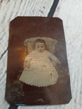 Antique 1800s Tintype Photo Picture of Baby Infant Toddler in Chair Sitting - £8.50 GBP