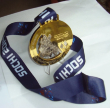 2014 Sochi Olympic &#39;Gold&#39; Medal with Silk Logo Ribbons &amp; Display Stands/... - £39.07 GBP