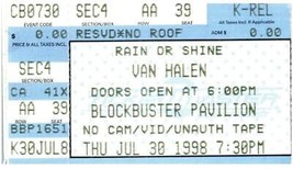 Vintage Van Halen Ticket Stub July 30 1998 Charlotte North Carolina - £18.49 GBP