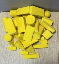 Foam Geometric Solid Blocks 3D Shapes 42 Yellow pieces - $23.38