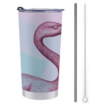 Mondxflaur Heart Flamingo Steel Thermal Mug Thermos with Straw for Coffee - $20.98