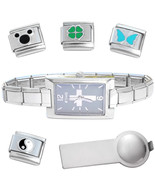 Cross Italian Charm Watch Bracelet Plus Charm Tool &amp; Enamel Charms - $25.75 CAD