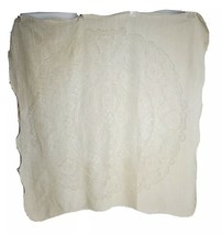 Lace Tablecloth Beige Floral Dainty 36x40 inch Giant Doily - $11.52