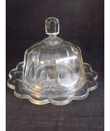 Covered CHEESE DISH Beautiful Cut Glass domed etched Cheese serving platter - $25.06 CAD