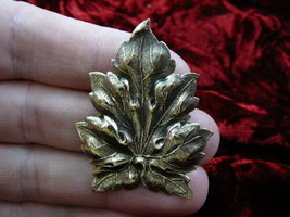 (b-leaf-3) Tropical palm leaf Victorian BRASS pin pendant brooch - £14.18 GBP