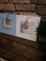 2 Baby Picture Frames 7x7, Padded With CROSS White Amd Blue  EC  Lot Of 2 - £20.16 GBP