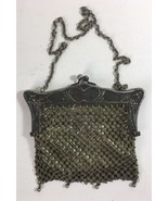 Antique German Silver Mesh Evening Bag Handbag Purse w Metal Chain Strap - £79.79 GBP
