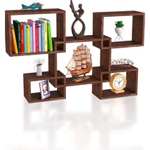 Rustic Wall Mounted Square Shaped Floating Shelves  Set Of 5 Square Shelves For  - £86.37 GBP