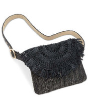 allbrand365 designer Womens Straw Fringe Belt Bag Color Black Size Medium - £29.95 GBP