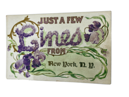 Just a Few Lines from New York, NY  Embossed Vintage Postcard - £7.82 GBP