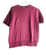 Vintage Burgundy white short sleeve sweater Sz M 100% cotton made in USA... - $58.99