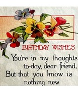 Happy Birthday Wishes Greeting Postcard 1910s Poem Pansies Farmhouse PCBG3D - €17,15 EUR