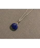 Silver Lapis Lazuli Necklace, Silver Lapis Pendant, September Birthstone... - $35.50