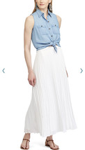 Chaps Plisse Skirt Size: S (Small) New Ship Free Maxi White - £78.55 GBP