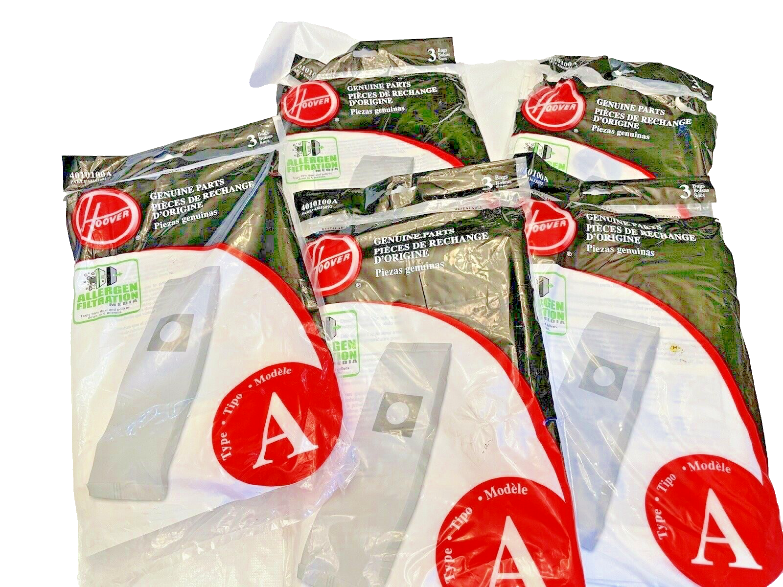 Vacuum Cleaner Bags 14 Hoover Type "A" Genuine Allergen Filtration 4010100A - $30.72