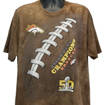Denver Broncos Super Bowl 50 T Shirt 2XL NFL Champions Tie Dye Tee Mens Brown - £15.02 GBP