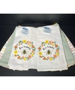 LOT of 6 Kitchen Hand Tea Dish Towels Bee Happy Peach Green Yellow Set N... - $18.78