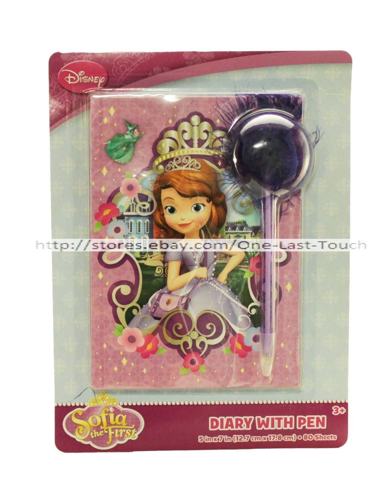SOFIA THE FIRST 80 Lined Sheets DIARY w/POM POM PEN Purple Feathers DISNEY New! - $5.41