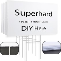 4 Pack Blank Yard Signs 17 x 12 in with Metal Stakes, White Plastic Yard... - €16,09 EUR