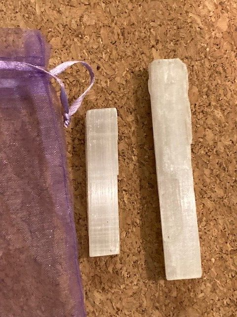 Pair Selenite Wands 3.75&quot; and 2.75&quot;  . Beautiful healing stones. - $6.35