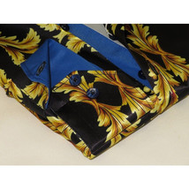 Men Oscar Banks Turkey Shirt Satin Singer Performer 6268-07 Black Gold Floral image 4
